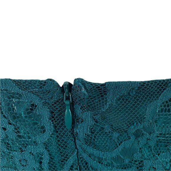 🟣🟣🟣 BB DAKOTA Women's Size 0 Green Laced Open Back Zip Dress - Picture 6 of 10